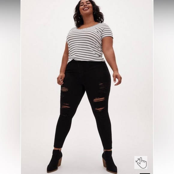 Torrid Sky High Skinny Premium Stretch High-Rise Jean With Distressing - Picture 12 of 14